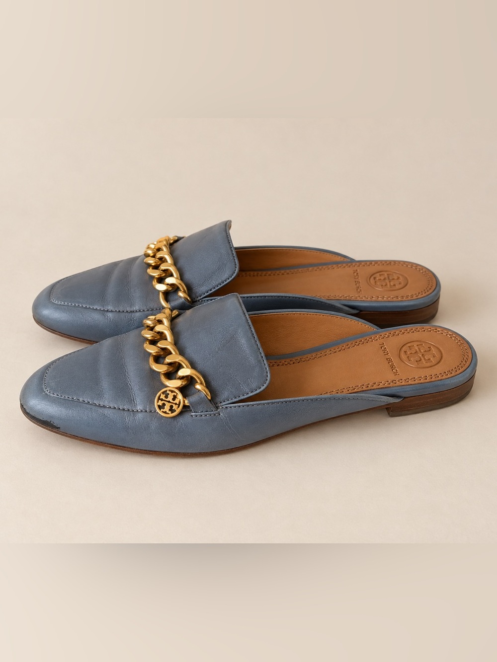 Tory Burch Blue Mini Benton Loafer Slide - blue